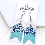 Teal Floral & Mint Mini Arrow Earrings