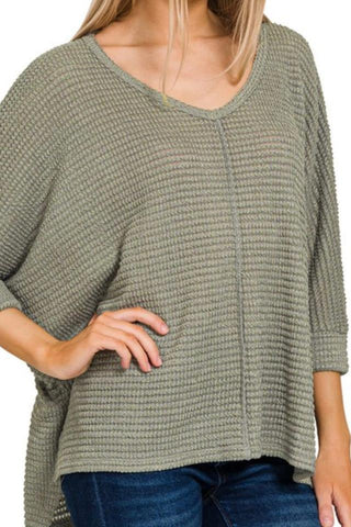 3/4 Jacquard Top (Light Olive)