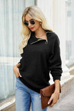 Fuzzy Long Sleeve Top: BLACK