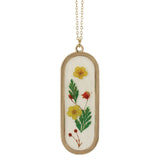 Cottage Floral Long Bar Dried Flower Necklace