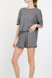 Casual Loose Fit Top & Short Set (Grey)