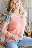 Coral Floral Raglan Top