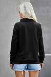 Cozy Chic V-Neck Zip-Up Sweatshirt (Black)