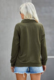 Cozy Chic V-Neck Zip-Up Sweatshirt (Olive)