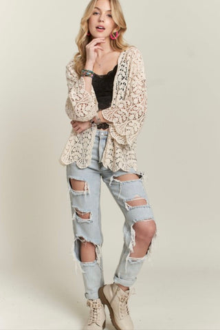 Crochet Cardigan (Beige)