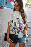 Floral Print Mock Neck Ruched Top