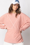 Ribbed Knit Reverse Stitch Pullover (Mauve)