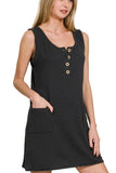 Ribbed Sleeveless Dress (Black)