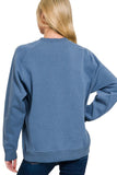 Round Neck Ribbed Side Pullover (Dusty Blue)