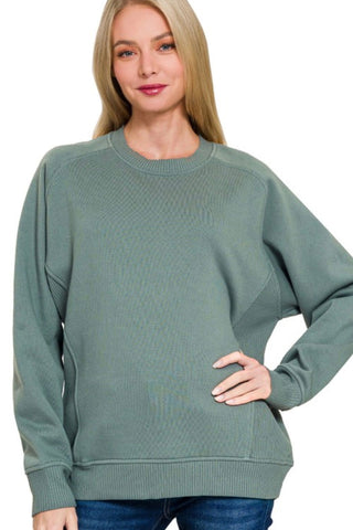 Round Neck Ribbed Side Pullover (Jade)