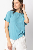 Short Sleeve Twisted Hem Top (Blue)