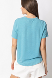 Short Sleeve Twisted Hem Top (Blue)