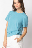 Short Sleeve Twisted Hem Top (Blue)