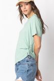 Short Sleeve Twisted Hem Top (Mint)