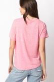 Short Sleeve Twisted Hem Top (Pink)