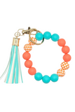 Silicone Beaded Bracelet Keychain (Sea Coral)