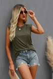 Sleeveless Lace Shoulder Top (Green)