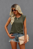 Sleeveless Lace Shoulder Top (Green)