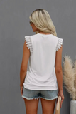 Sleeveless Lace Shoulder Top (White)