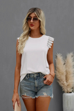 Sleeveless Lace Shoulder Top (White)