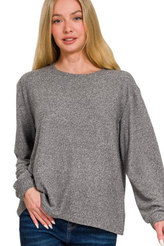 Soft Hacci Round Neck Long Sleeve (Black)