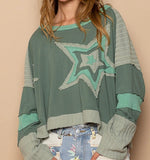 Star Patch Long Sleeve Top (Green)