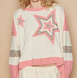 Star Patch Long Sleeve Top (Pink)