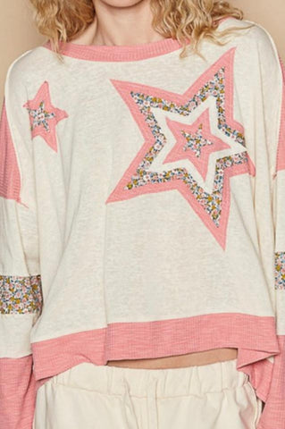 Star Patch Long Sleeve Top (Pink)