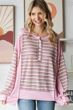 Stripe Button Front Pullover