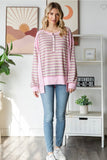 Stripe Button Front Pullover