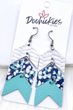 Teal Floral & Mint Mini Arrow Earrings