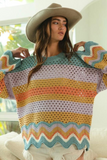 Wavy Color Block Sweater Top