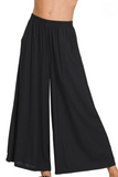 Wide Leg Linen Blend Pant (Black)