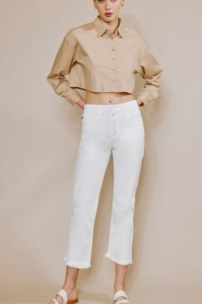 Trendy High Waisted Straight Leg Jeans With Ripped Holes For Women White  Streetwear Denim Denim Trousers For Women For Boys And Girls From  Qualityclothes, $31.56